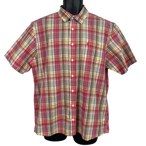 johnnie-O Other - Johnnie-O Hangin Out Mens Shirt Short Sleeve Pink Plaid Logo Large